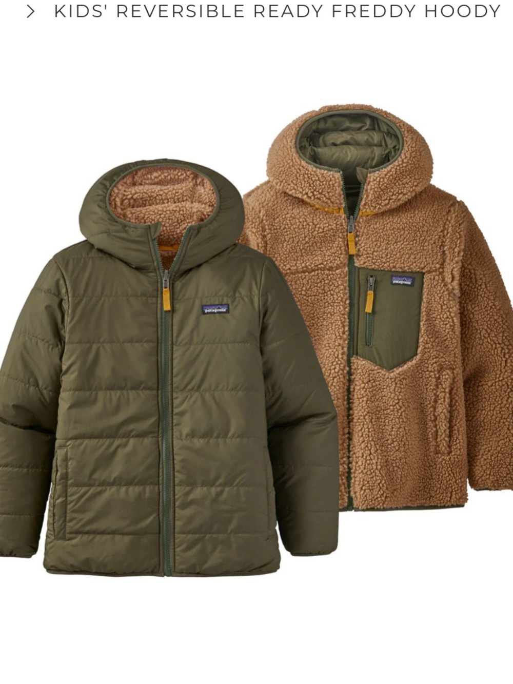 Patagonia Reversible Dark Olive Green Quilted Hooded Jacket